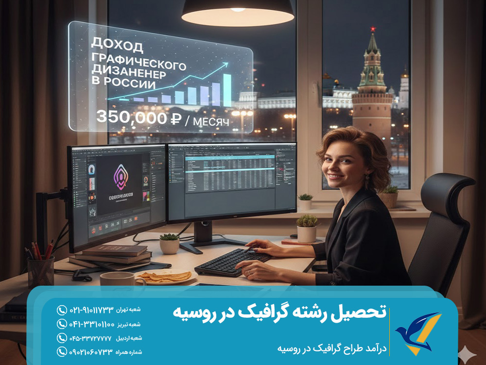 تحصیل رشته گرافیک در روسیه 2026 | شهریه و بورسیه ها 3 درآمد طراح گرافیک در روسیه